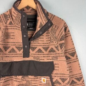 Carhartt Snap T Relaxed Fit Pullover Fleece Jacket Women's Medium 8-10 Geometric